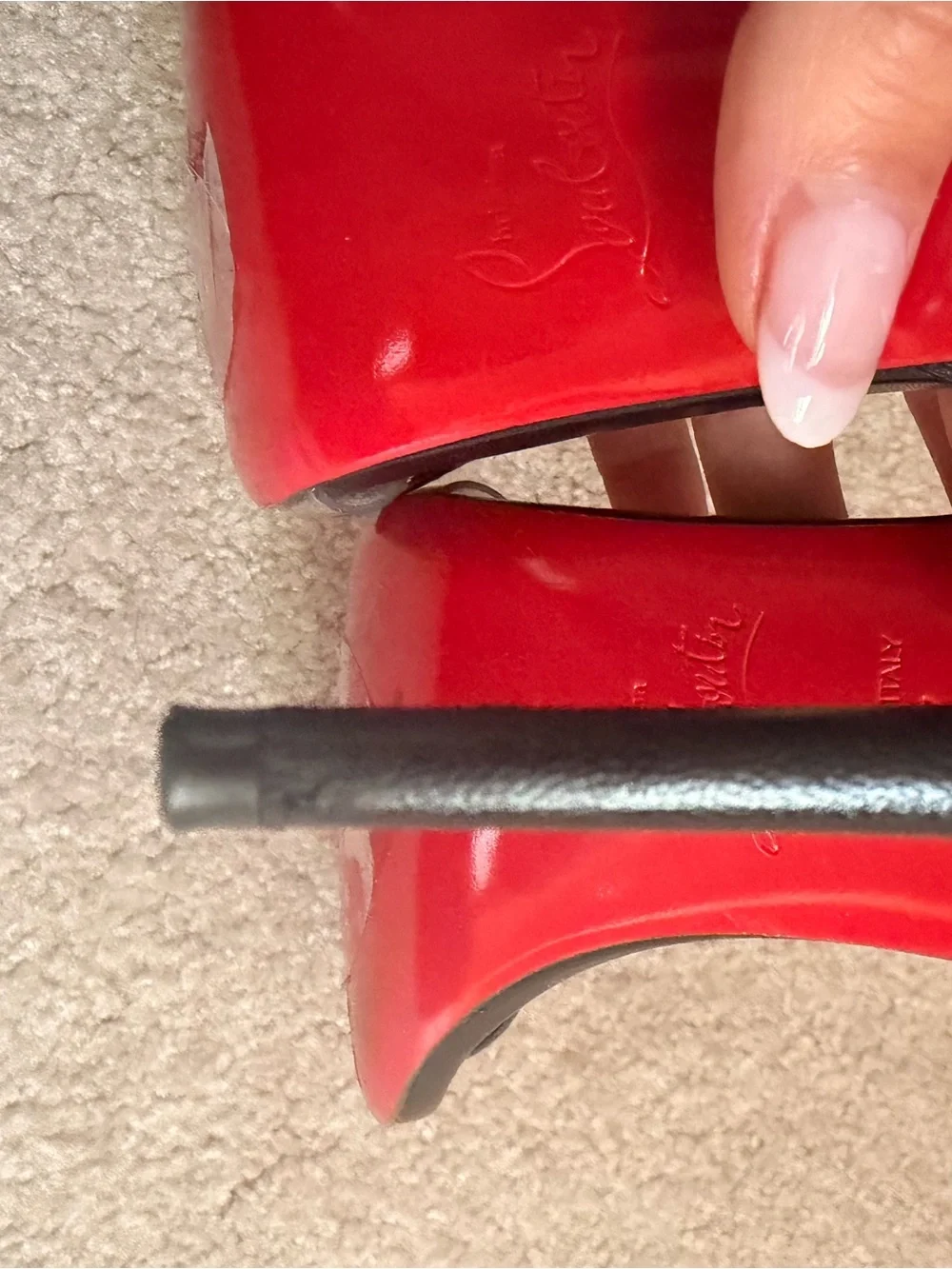 Christian Louboutin Black Strappy Leather Heels